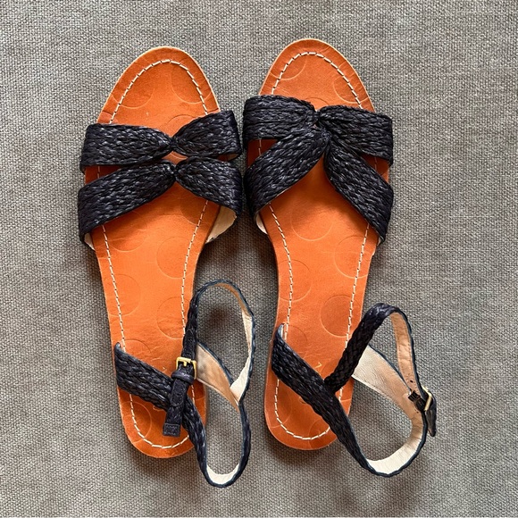Boden Shoes - Boden Beatrix Raffia Sandals Navy 41